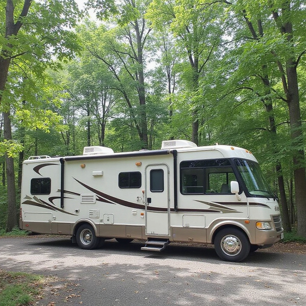 Recreational vehicle parked among pine trees at a peaceful RV park offering monthly rentals. amenities picnic tables camping park campgrounds park cottages rv showers rv park cottage campground resort camping campground camping state park camping campground rv rv cottage campground campgrounds campground state park state park glamping campsite cottage rv rv resort rv cabin campground campground dump station campground camping park campground dog park